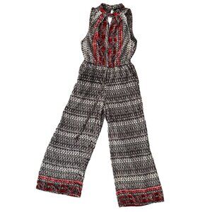 Angie Women Bohemian Wide Leg Jumpsuit Mock Neck Keyhole Detail Size S Artsy Vtg